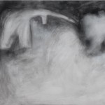 Carlos Zílio, Tamanduá e o continente 2013_2014, Tinta esmalte e técnica mista sobre tela, 128,5 x 238,5 cm