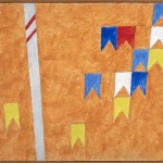 Alfredo Volpi - Bandeirinhas com mastros - T+¬mpera sobre tela - 24 x 32,9 cm - D +®c. 70 - Proj. n-¦ 1272