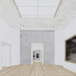 Daniel Senise - Musee d'Art de Nantes  - 150x250cm - Monotipia de piso cimento e madeira em tecido, médium acrílico sobre placa de alumínio - 2018