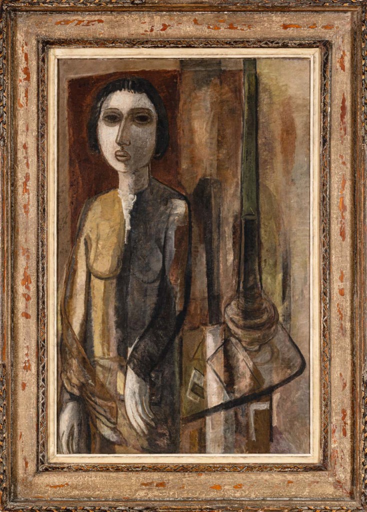 Lasar Segall  Figura com lâmpada serie as Erradias VII 1953  oleo s tela 1005 x 65 cm