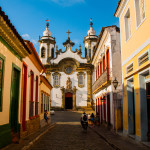 Street view of the Nossa Senhora do Pilar church in Sao Joao del Rei, Minas Gerais, Brazil